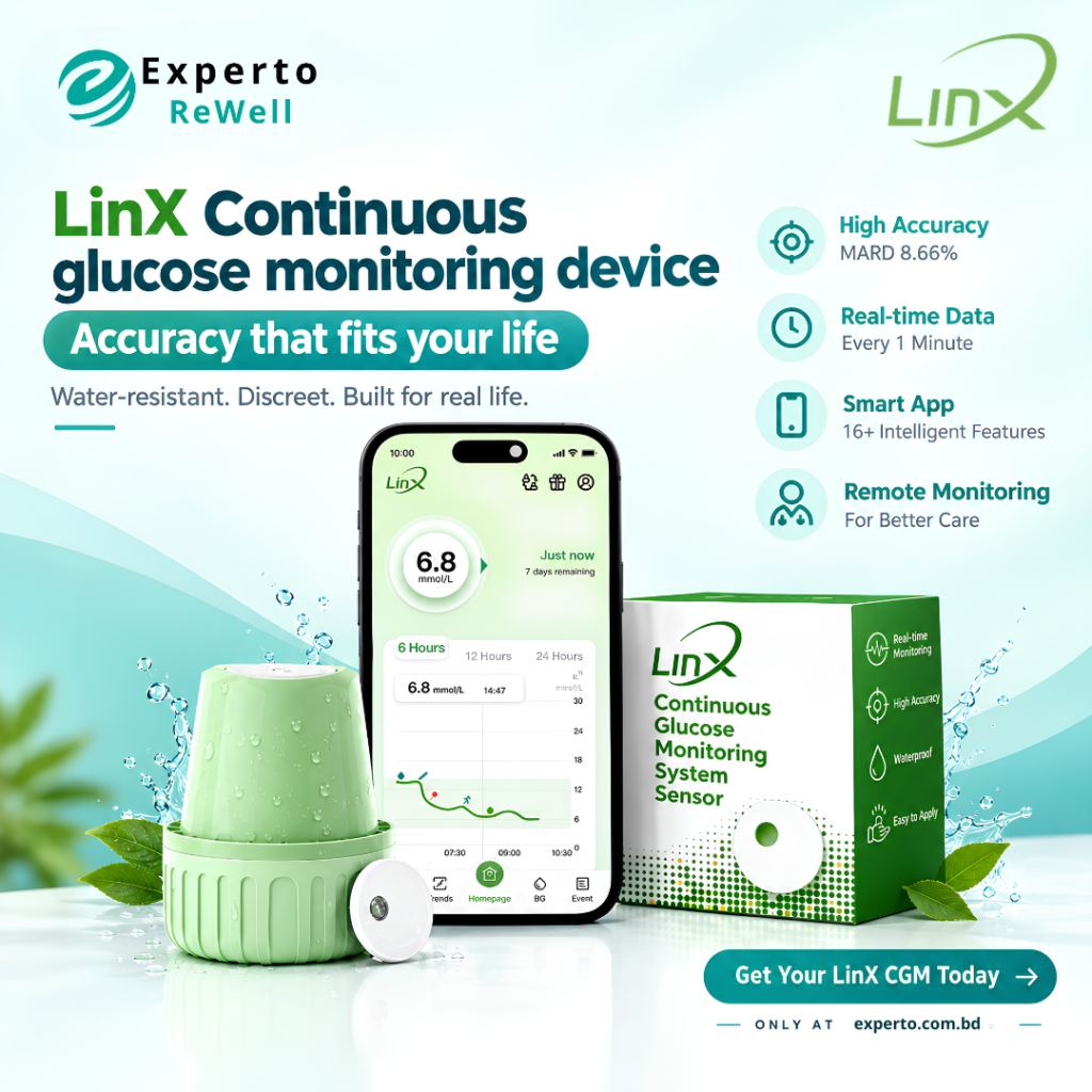 LinX CGM continuous glucose monitoring device in Bangladesh